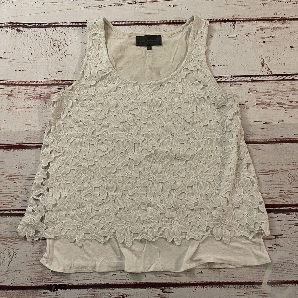 Anthropologie Sunday In Brooklyn White‎ Lace Flower Tank Top Sleeveless Small